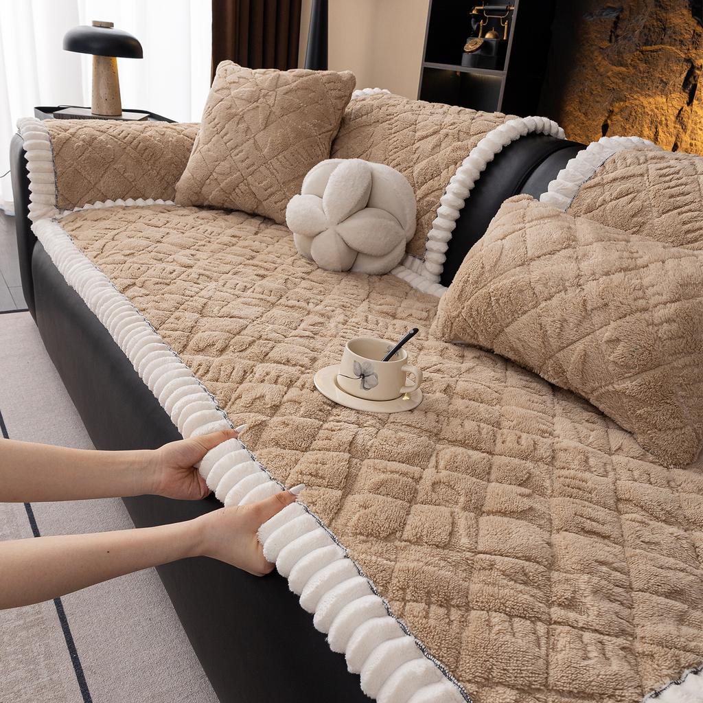 French Style High Weight Taffeta Velvet Sofa Cover New Autumn Winter Thick Durable Non-Slip One-Piece Cushion Sofa Cover