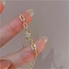 Exquisite Shining Micro-inlaid Zircon Flower Pull-Out Bracelet for Women Cherry Blossoms Snake Chain Bracelet Daily Jewelry