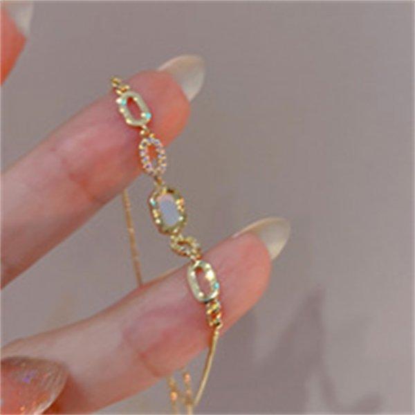Exquisite Shining Micro-inlaid Zircon Flower Pull-Out Bracelet for Women Cherry Blossoms Snake Chain Bracelet Daily Jewelry