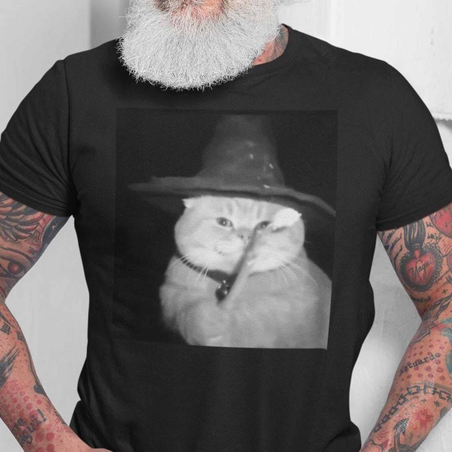 Cat Wizard Meme TShirt, Funny Kitty Meme Shirt, Cat Lover Gift, Unisex cat Tshirt, Wizard tee 2XL