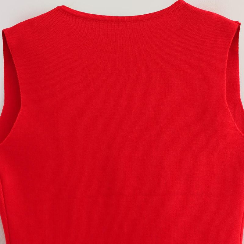 Kaslead New Arrival Women's Clothing Fashion Style Fashion Minimalist Gold Button Decoration Knitting Vest Style Tops