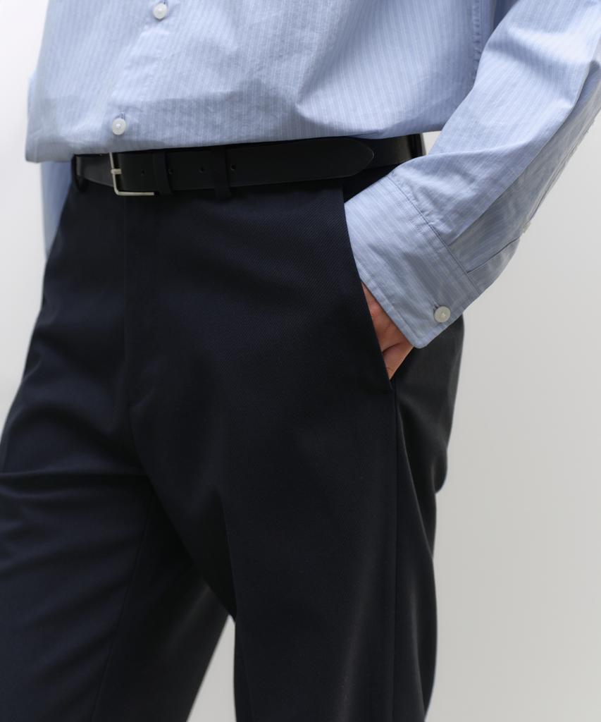 MUSINSA STANDARD Whipcord Straight Hidden Banding Slacks [Navy]