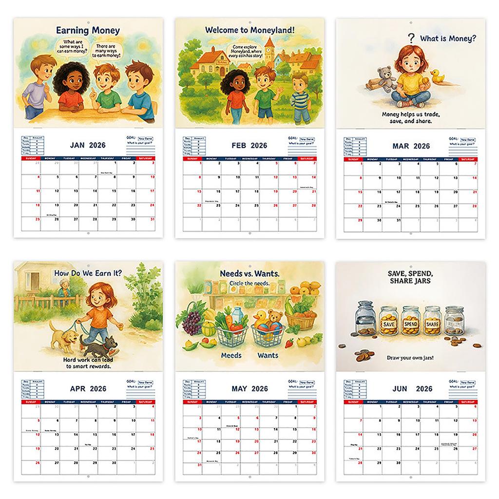 Kids Financial Literacy Smart Calendar – Money Management Learning Chart & Habit