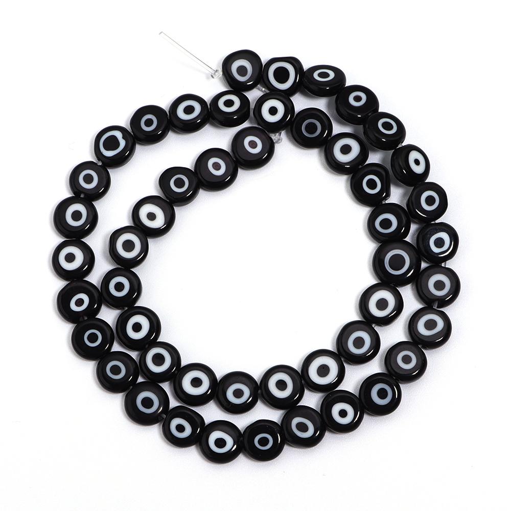 1 Strand Flat Round Glass Beads Evil Eye Lampwork Spacer Beads For Handmade Earring Bracelet Jewelry Making Supplies 4 6 8 10mm