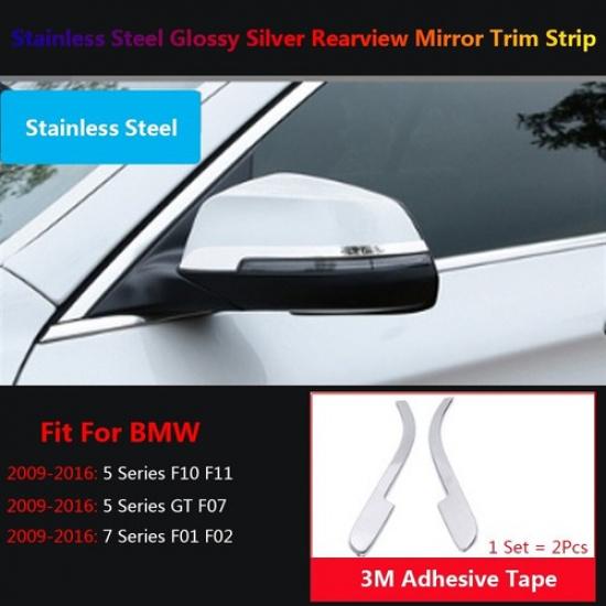 Stainless For BMW 5 5GT 7 F10 F07 F01 F02 Car Rear View Mirror Cover Trims Strip