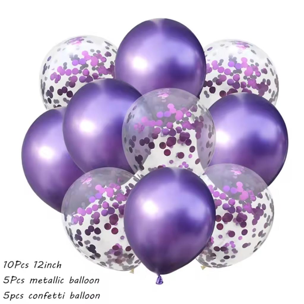 10pcs Mix Black Silver Confetti Balloons Wedding Birthday Party Decoration Metallic Helium Balloon Baby Shower Glitter Globos