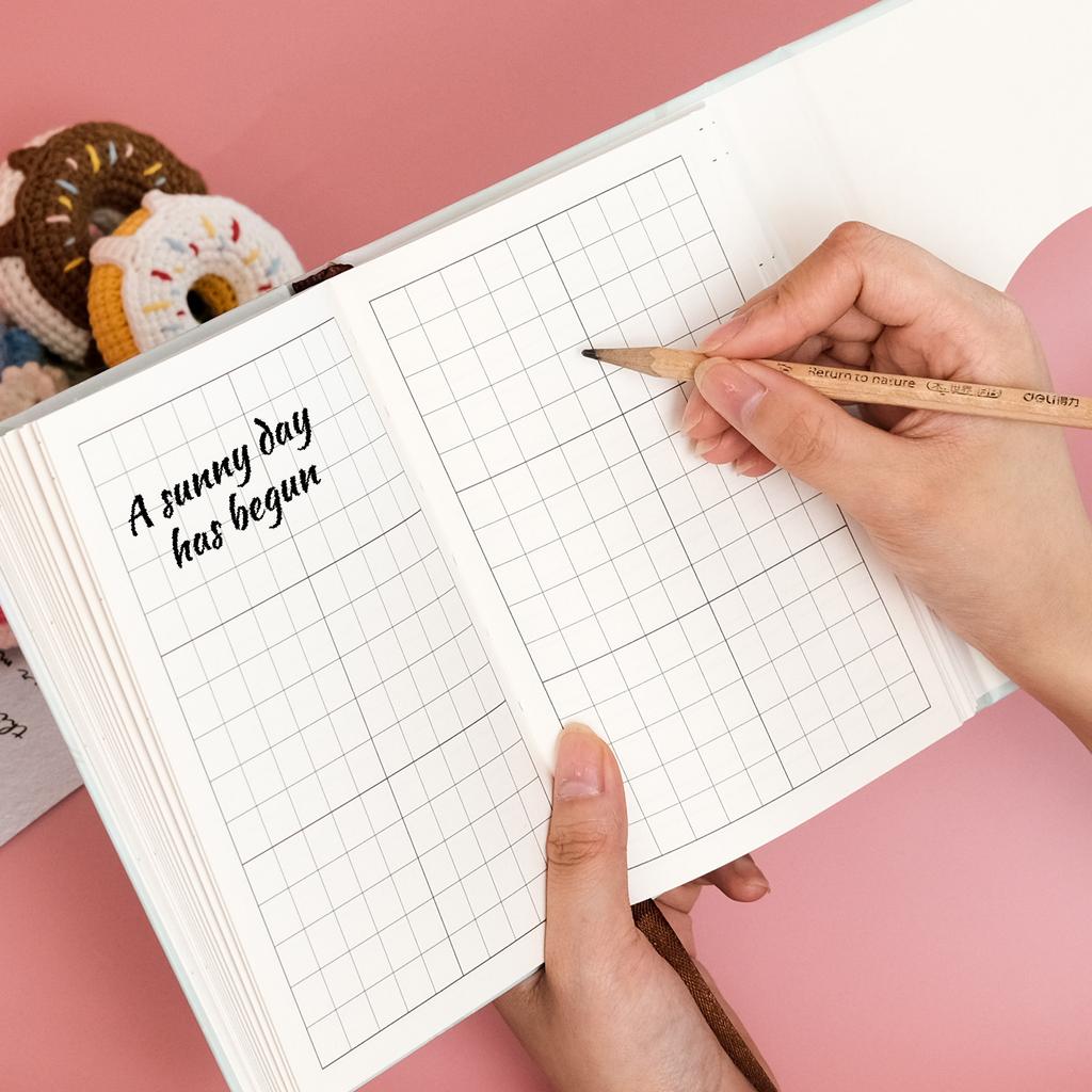 Cute Hand-Painted Panda Series Sky Blue Base Color Hard Shell Three Fold Magnetic Buckle Notebook Fun Cartoon Handbook