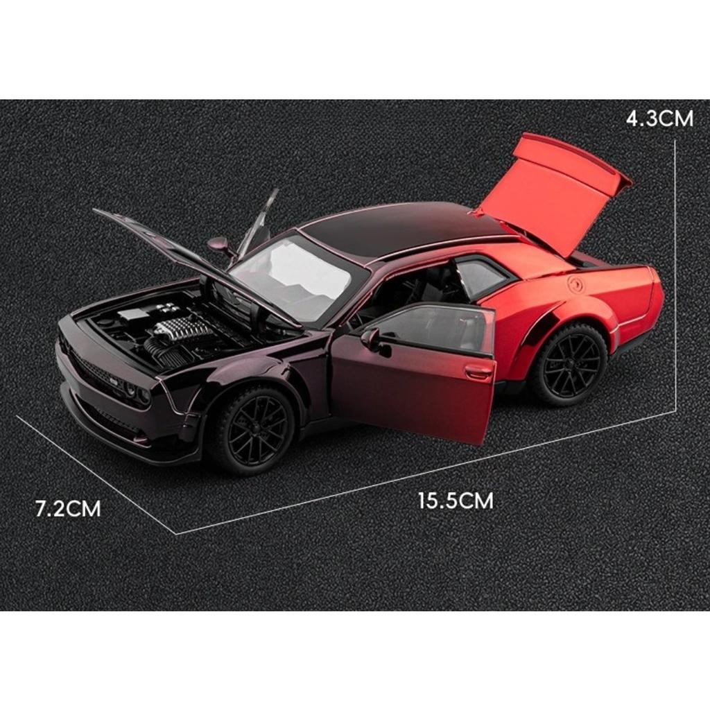 Electroplated 1/32 Alloy Dodge Hellcat Sports Car Model with Light and Sound Effects Collection Miniature Voiture Diecast Toy Vehicle