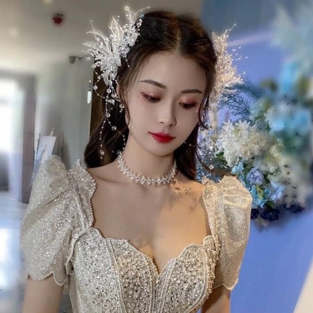 Elegant Pearl Hair Hoop Luxury Decorative Clips Sweet Crystal Hairclips  Birthday