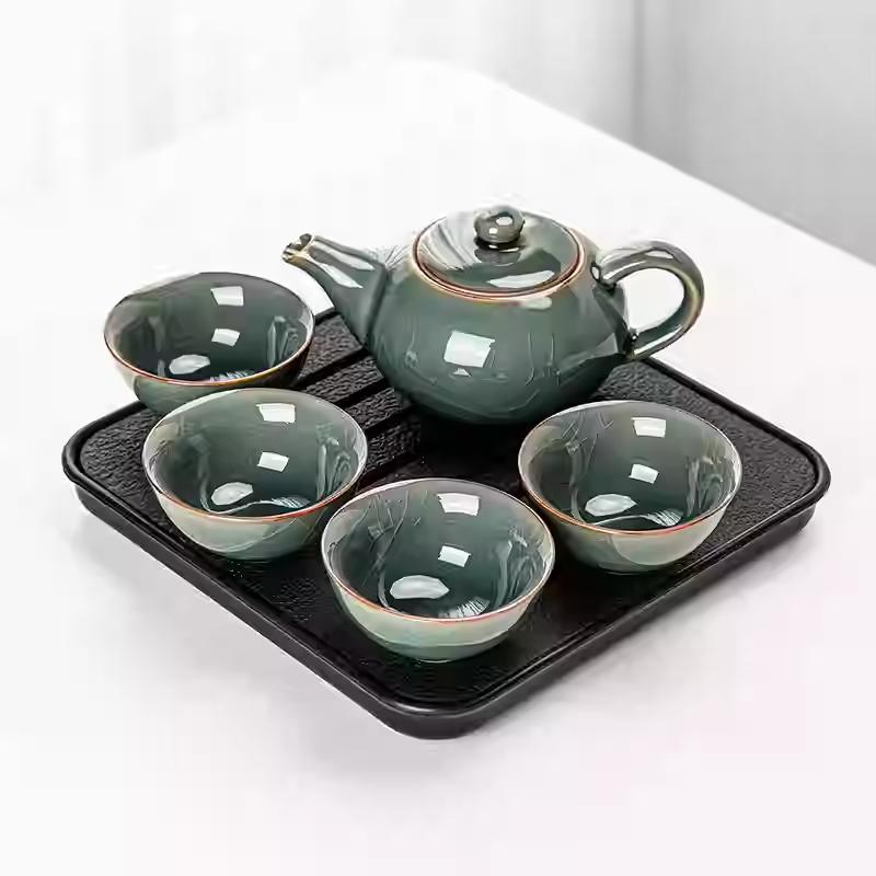 Kung Fu Tea Set Home One Pot Two Cups Tea Plate Small Ceramic Teapot Teacups Hotel Personal Small Sets Traveling