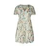 Women Chic Floral Print Loose Dress V Neck Short Sleeve Spring Autumn Fashion S-XL