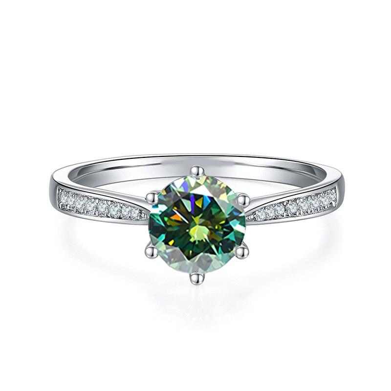 Moissanite Ring For Women Purple Pink Red Green Yellow Lab Diamond 925 Sterling Silver Wedding Rings Jewelry