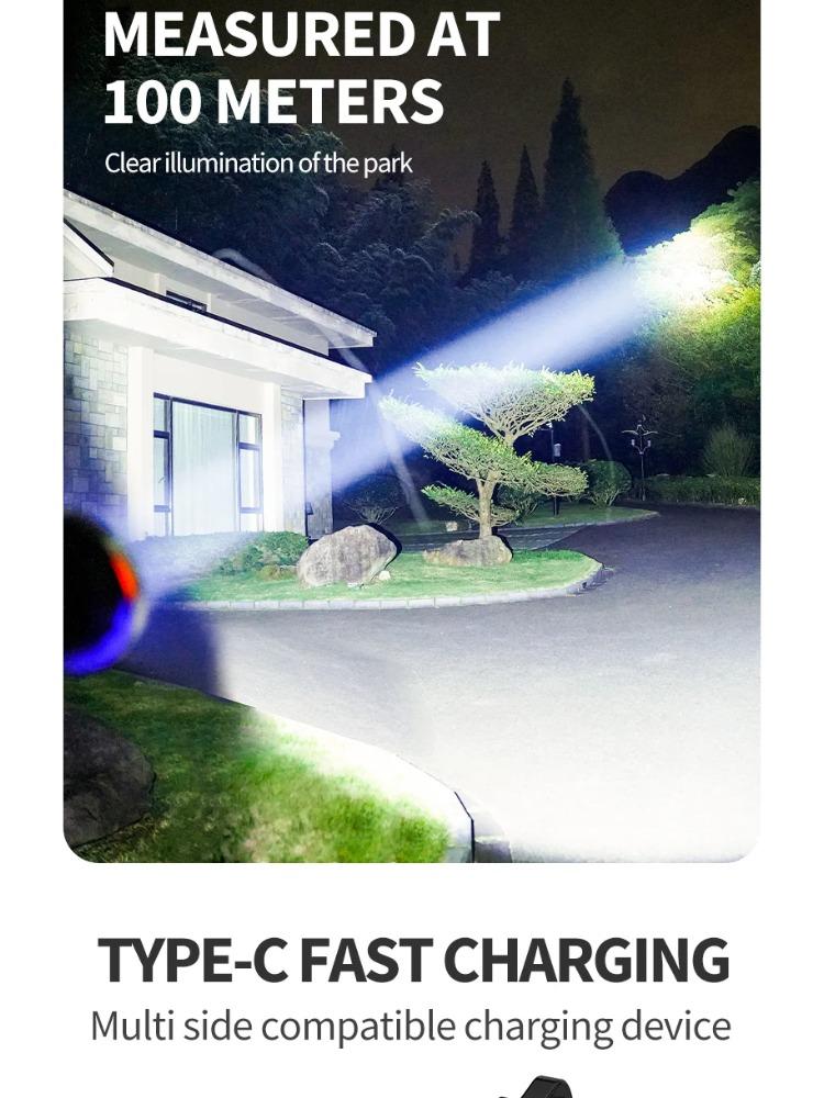 New Powerful LED Headlamp Type-C Rechargeable Headlight Fishing Outdoor Camping Head Lamp Built In 4000mAh Li-Battery Flashlight