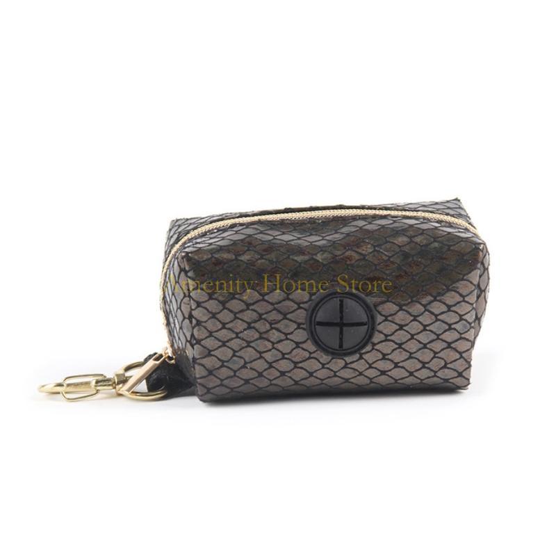 

F26C Pet Waste Bag Dispenser Dog Poop Bag Holder with Hook for Leashes Snake Print Accessory for Walking Running with Dogs China Mainland