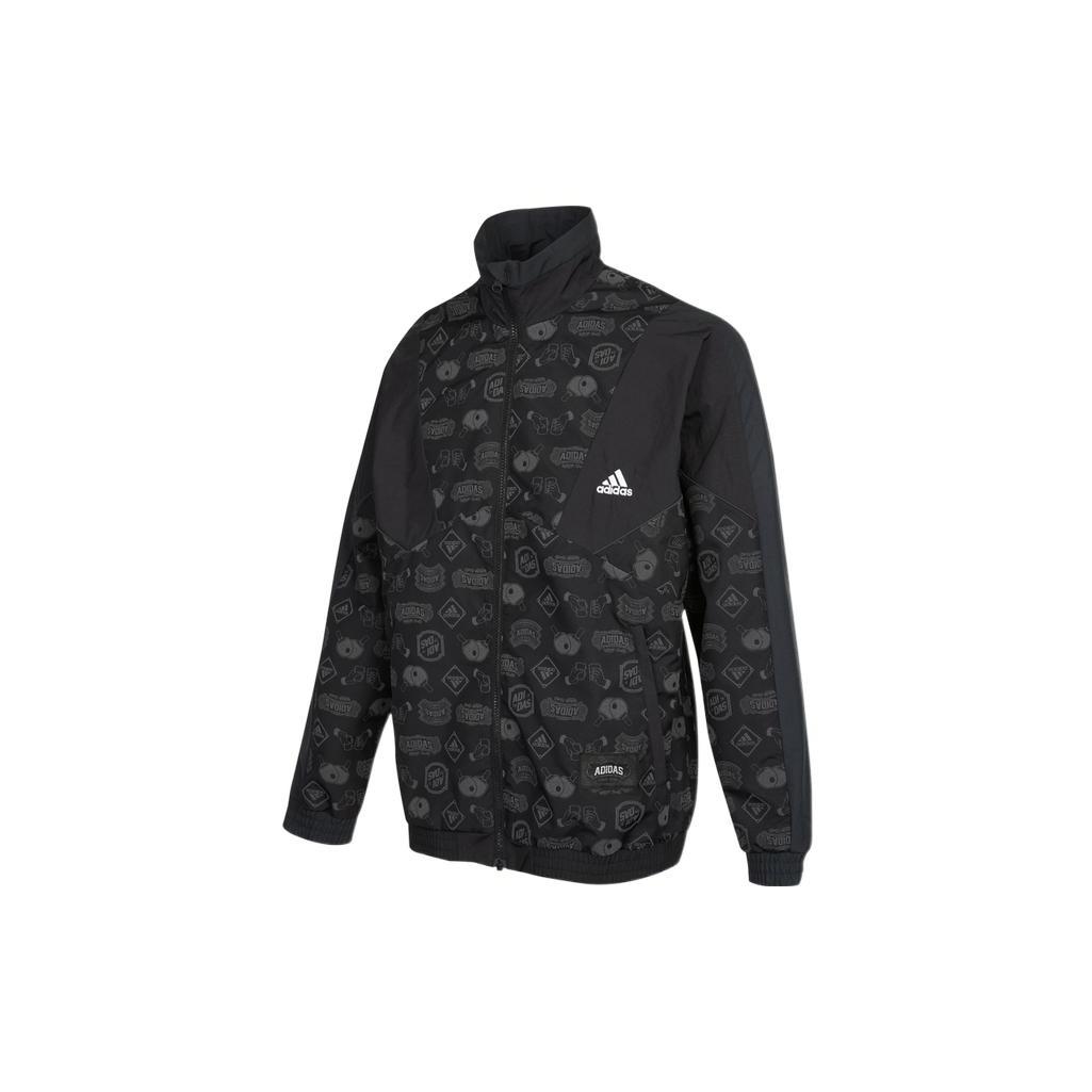 adidas Logo Printing Athleisure Casual Sports Jacket Black Men s HE7474 M