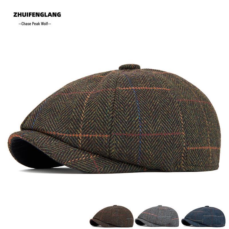 Men's Retro Octagonal Wool Felt Beret - Warm Autumn/Winter Painter-style Flat Newsboy Cap