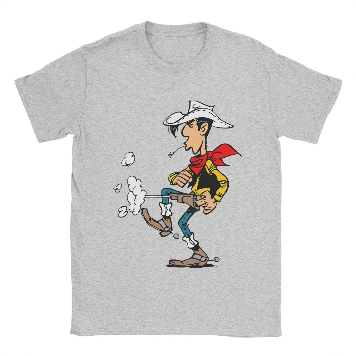 

2026 Summer Fashion Trendy Tee Men Women Vintage Top Lucky Luke T Shirt Cartoon Cotton Clothing Crazy Short Sleeve O Neck Tee Shirt 4XL чорний