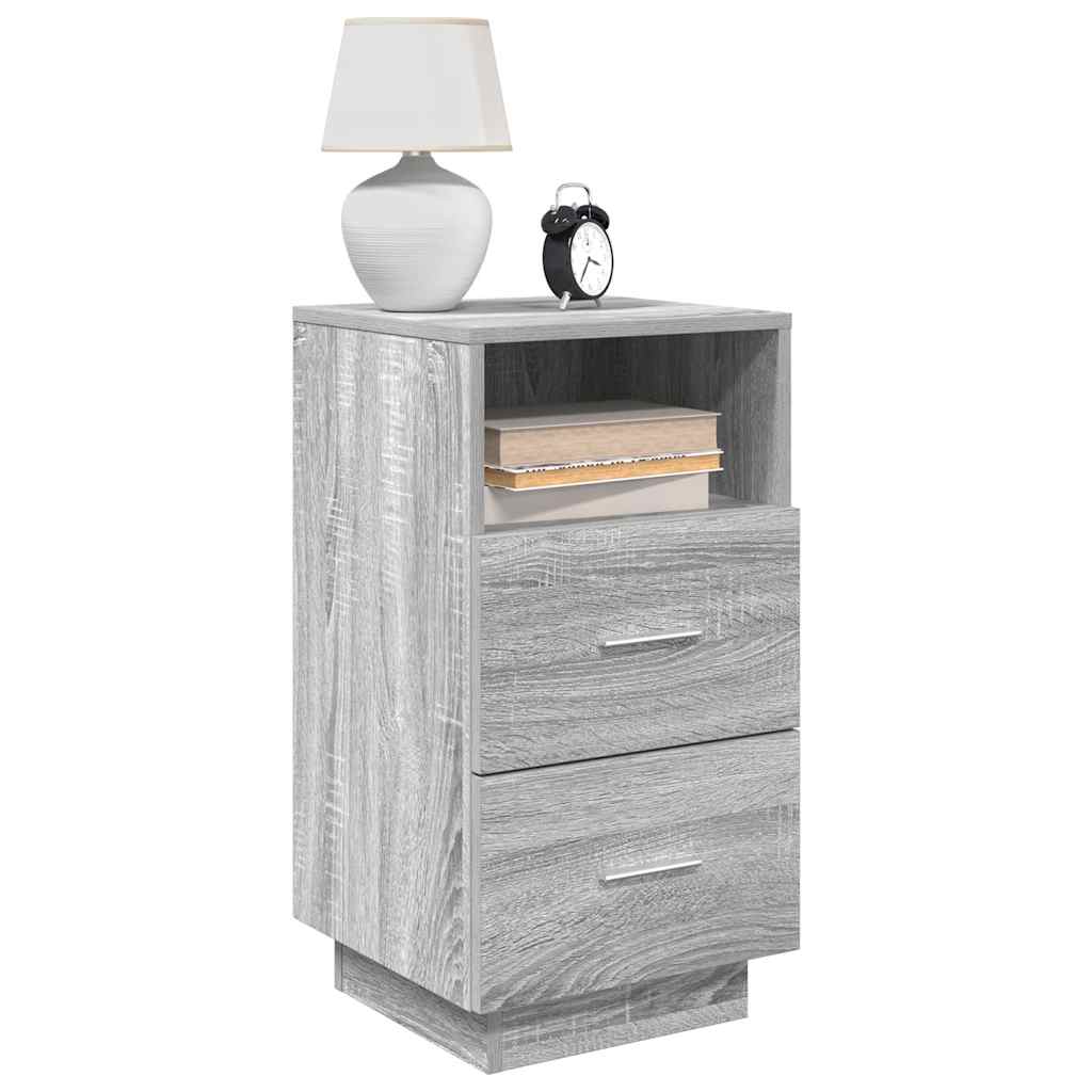 Nightstand with 2 Drawers Grey Sonoma 36 X 36 X 68 Cm