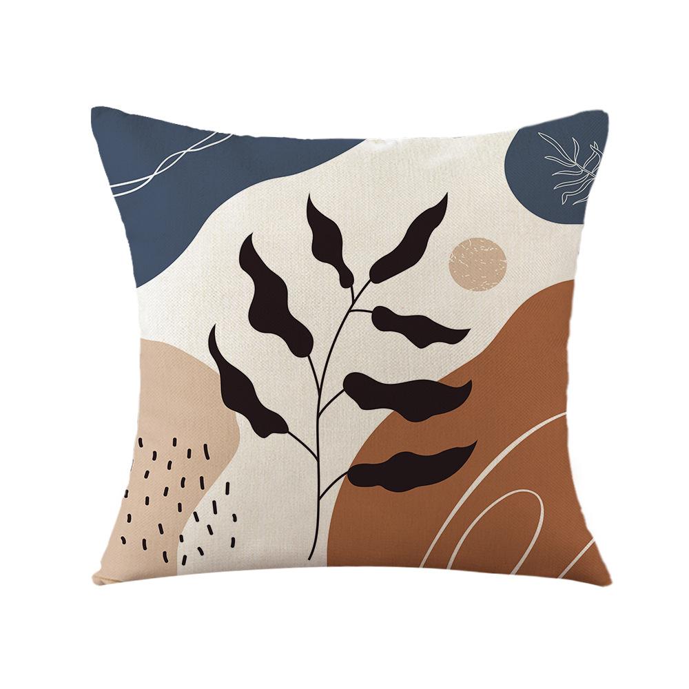 Pillow Linen Pillowcase Ins Morandi Plant Print Pillowcase Home Decoration Festival Fabric Pillow Bedside Backrest