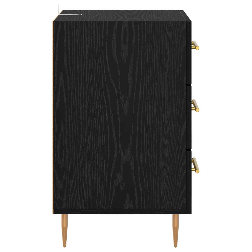 Nightstand Black Oak Effect 40 X 40 X 66 Cm Engineered Wood
