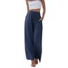 Women's Drawstring Waist Wide Leg Pants Casual Loose Linen-Look Trousers with Pockets