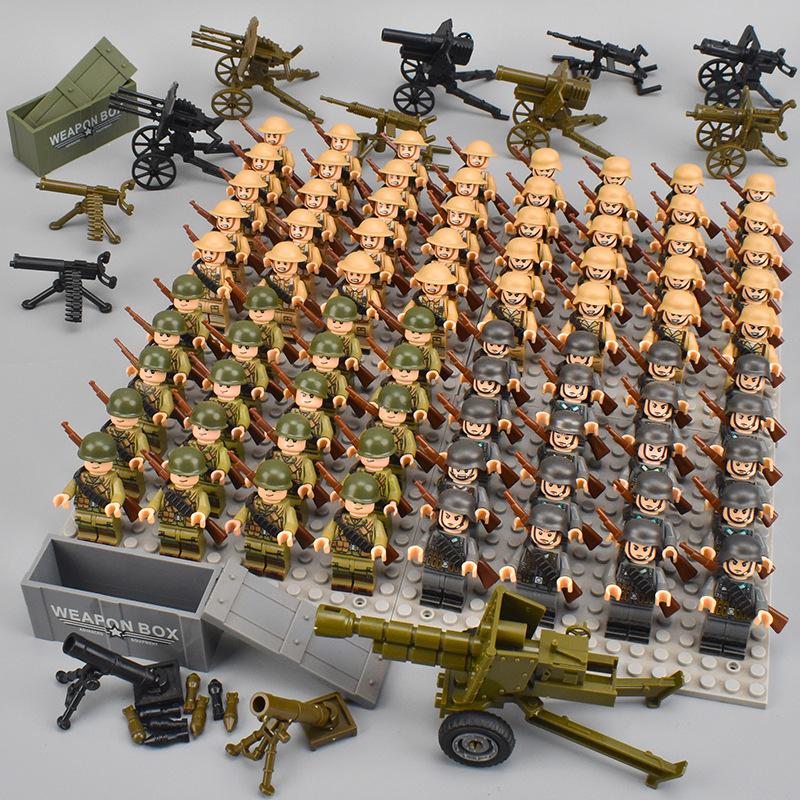 80 pezzi Giocattoli per bambini Soldati della seconda guerra mondiale Blocchi da costruzione Mini Action Figure Giocattoli educativi per ragazzi Regali di compleanno