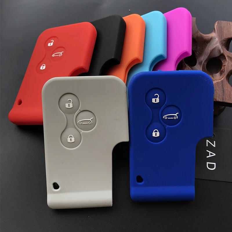 Silicone  Car Key Case Rubber Protector Cover Fob Accessories for Renault Megane R.S. Scenic 3 Button Card Key Skin Shell Set