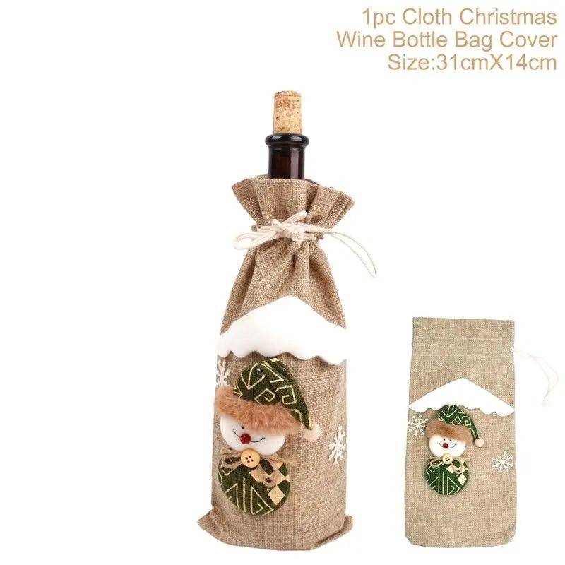 Kreatives Weihnachts-Weinflaschen-Set, goldenes Samtkleid, Weinflaschenhüllen, Ärmel, Weihnachtsmann, Schneemann, Weihnachten, Neujahr, Tischdekoration