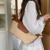 Retro Vacation Beach Straw Shoulder Bags for Women Casual Elegant Ladies Woven Armpit Tote Bag Simple Patchwork Female Handbags