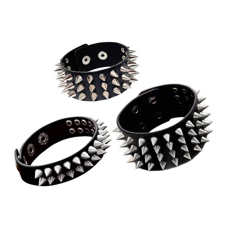 Modern Pointed Studs Multi Layer Leather Bracelet Adjustable Secure For Fashion Lovers Stylish Accessory Perfect Gift