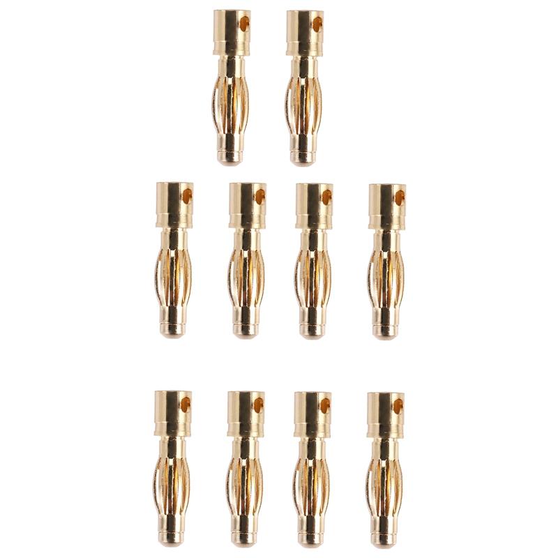 AA58 10PCS Gold Tone 4mm Male Banana Plug Bullet Connector Replacements