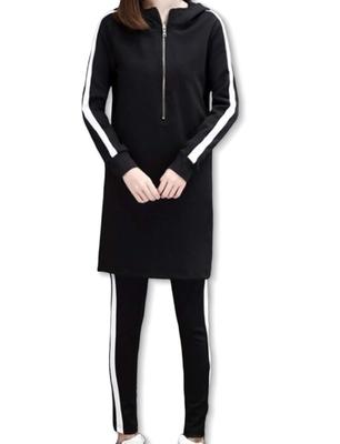 [Slowride] Women's & Kids All-in-One Overalls Pajama Set, Solid Color, Long Sleeve, Stylish, Black, Size 3L