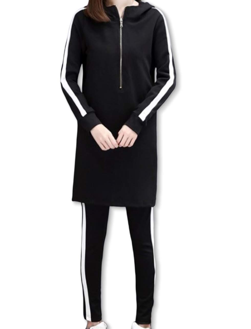 

[Slowride] Женский и детский комбинезон-пижамный комплект, однотонный, с длинным рукавом, стильный, черный, размер 3L чёрный