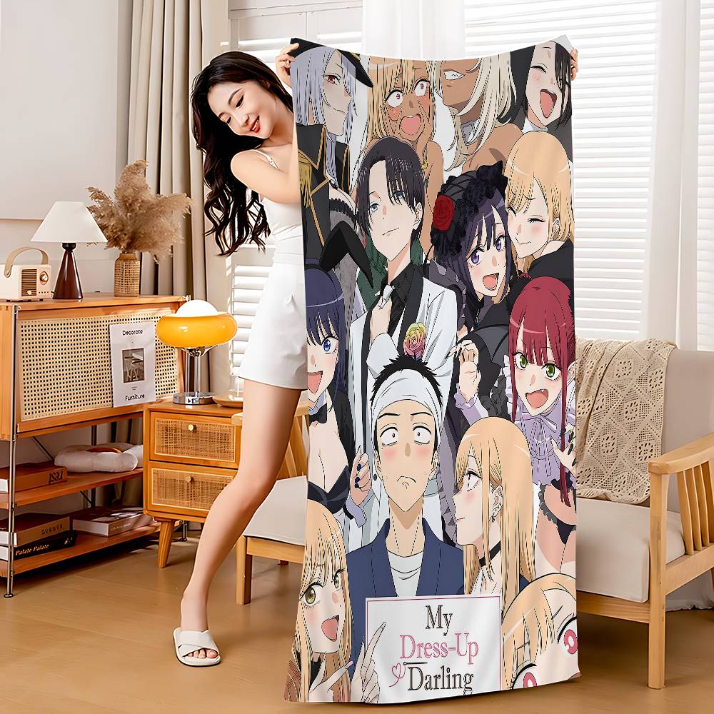 Anime My Dress Up Darling Microfiber Blanket Quick Drying Beach Towels Oversized Printing Super Absorbent Pool Towel Blanket