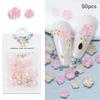 50Pcs Rose Flower Nail Art Decorations with Mini Pearls Resin Flower Nail Art Charms for DIY Acrylic Nails Bride Nail