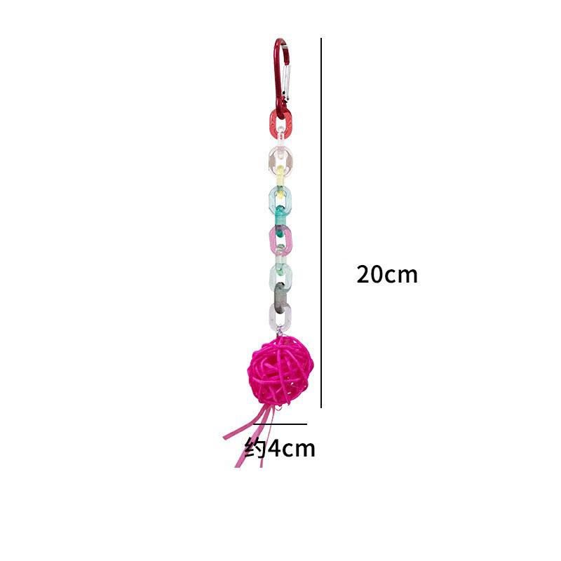 1PC Colorful Chewing Toy for Parrots -Hanging Rattan Ball & Beaded Swing for Budgies Cockatiels Bird Cage Decoration Fun