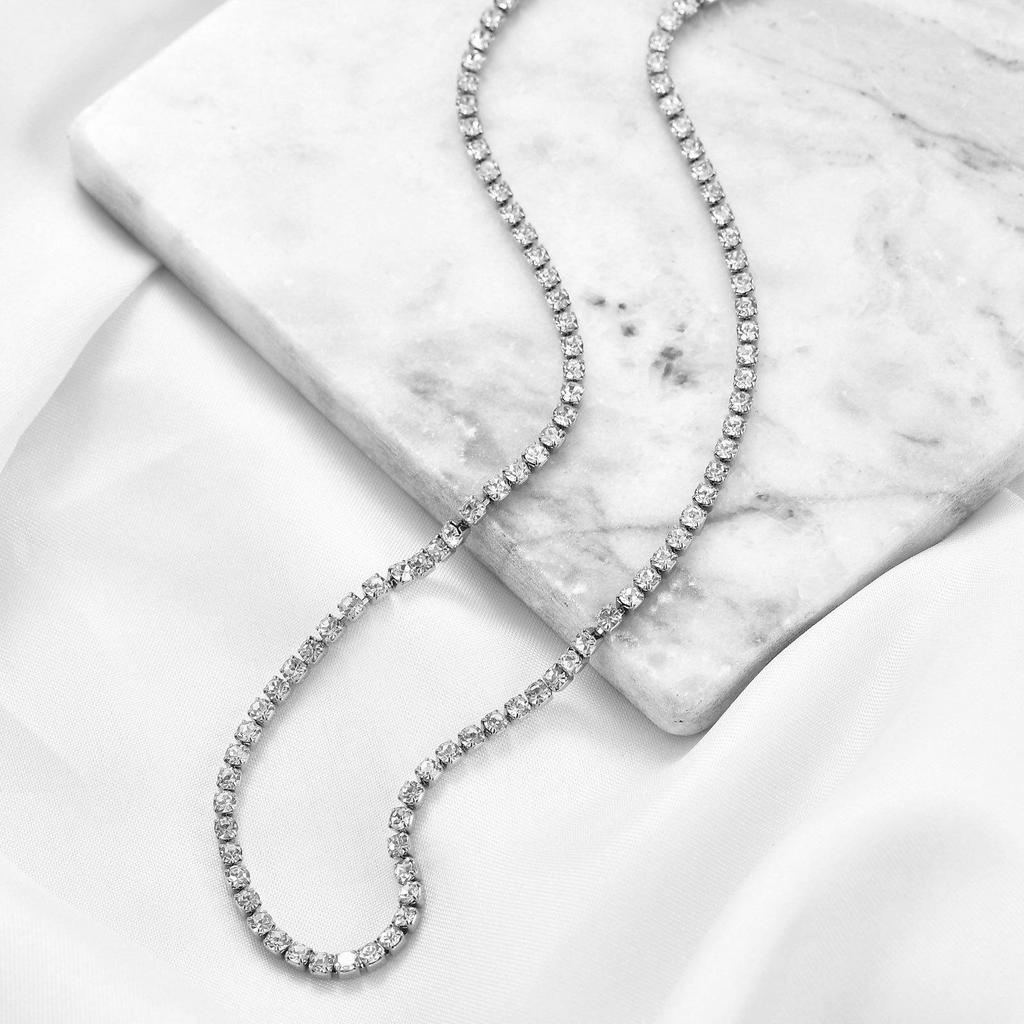 European & American Zircon Tennis Chain Necklace - 3MM Copper, Fashionable & Versatile Collarbone Jewelry for Women