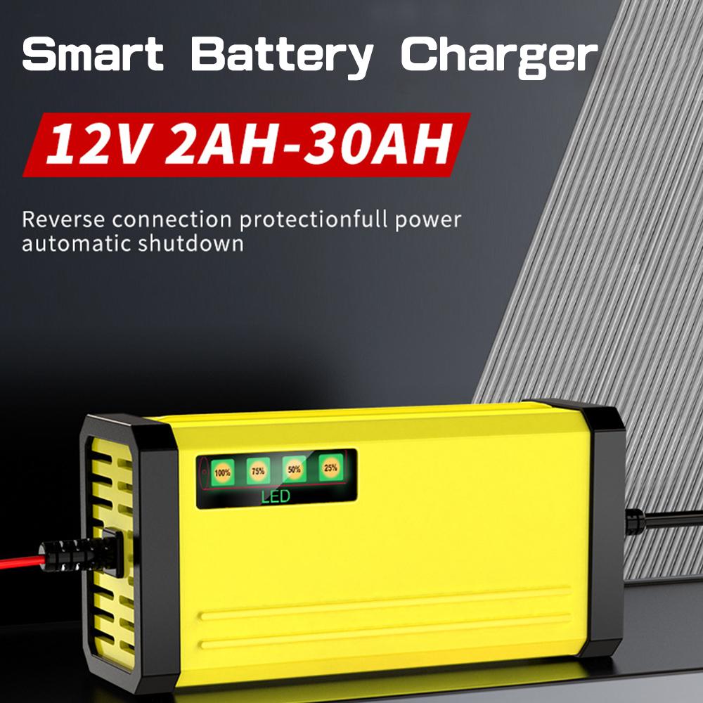 Car Battery Charger Wet Dry Lead Acid Battery Moto Truck Battery Charger LED Display 220V Power Puls Repair Charger 12V 2A
