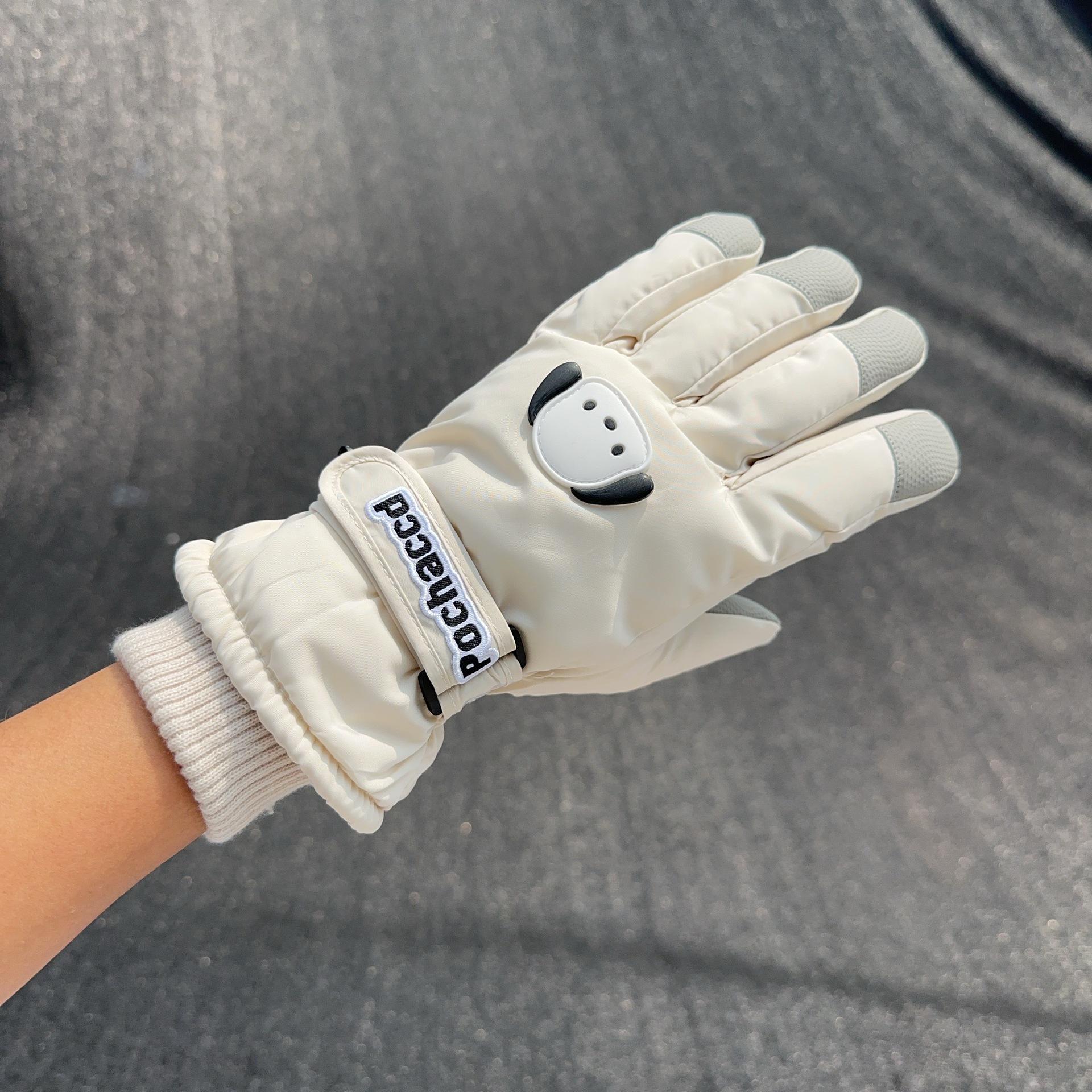 

Женские милые мультяшные лыжные перчатки: Теплые, совместимые с сенсорным экраном, ветрозащитные, водонепроницаемые, с разделенными пальцами, зимние велосипедные перчатки с плюшевой подкладкой. One Size