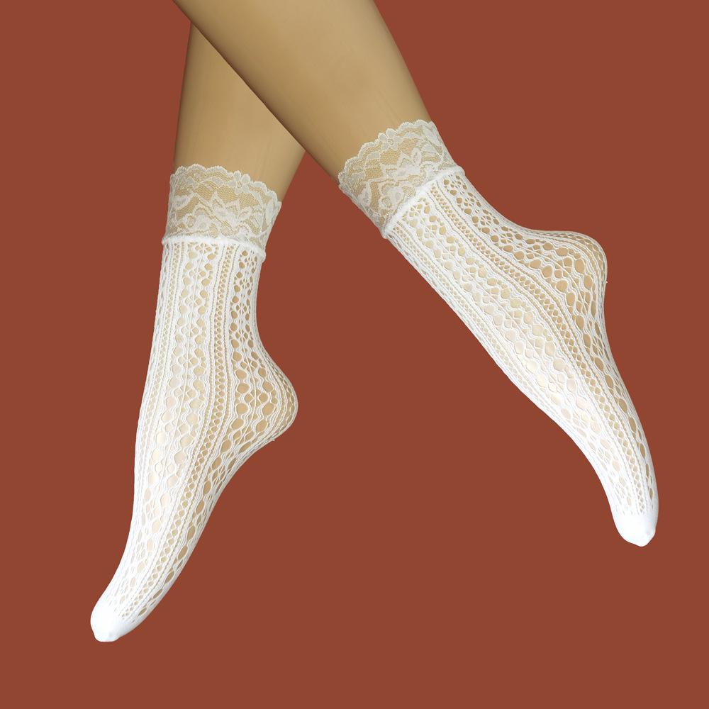 Black Pearl Summer Lace Fishnet Ankle Socks - Breathable, Invisible Plus Size Stockings