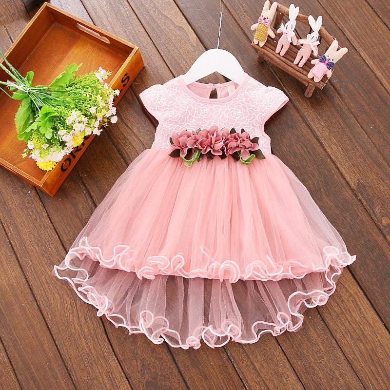 C121 Summer Girls' Floral Waist Princess Dress