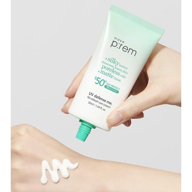 Make P:REM UV Defense Me. No Sebum Sun Cream 50mL SPF50+ PA++++, Moisturizing, Korean Cosmetics, Kbeauty