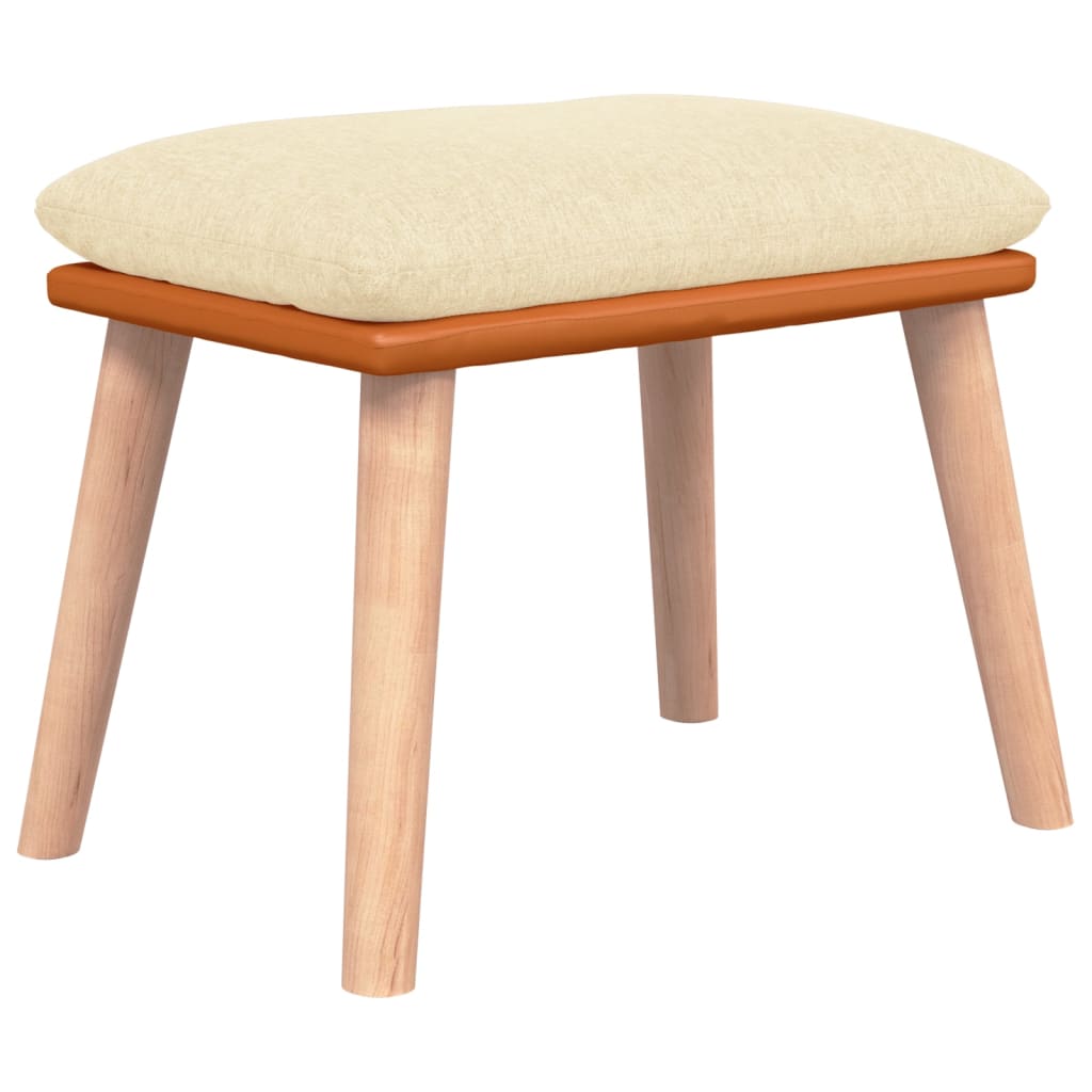 Rocking Chair with Footstool Cream White Fabric