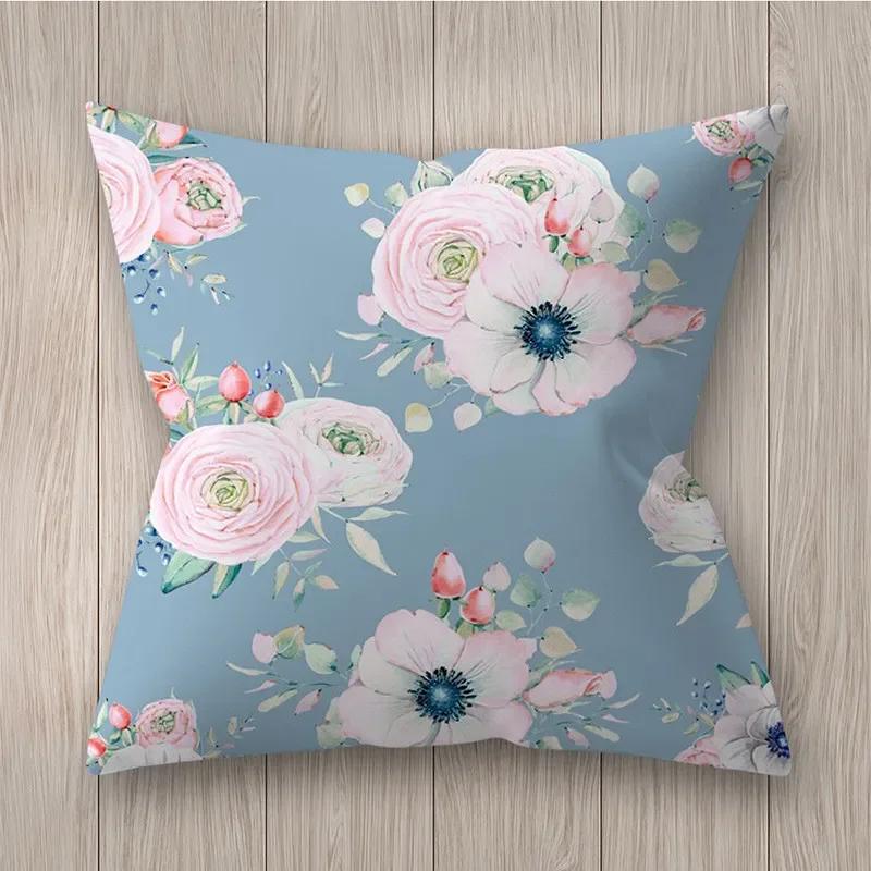Square Polyester Cushion Cover Living Room Home Decor Throw Pillow  Rustic Rose Printed  Case
