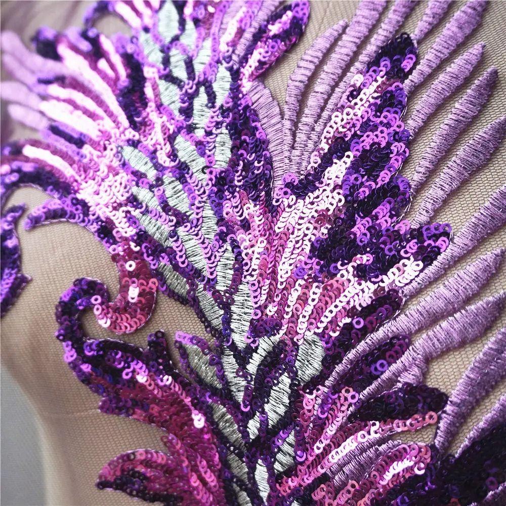 Patch Sequin Embroidery Sequin Appliques Phoenix Tail DIY Sew On Patch Embroidery Patch Wedding Gown DIY Decoration