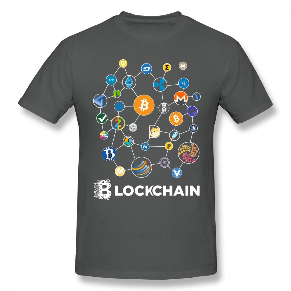 Blockchain BitCoin Litecoin Ripple Ethereum Cryptocurrency T Shirt For Men Popular Tee Christmas Gift Tshirt Cotton Fabric
