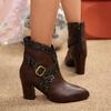 Damen Mode Schnalle Dekorative Kurze Stiefel 2026 Frühling Herbst Outdoor Bequem Mode Stiefel mit Hohem Absatz Zapatos De Mujer