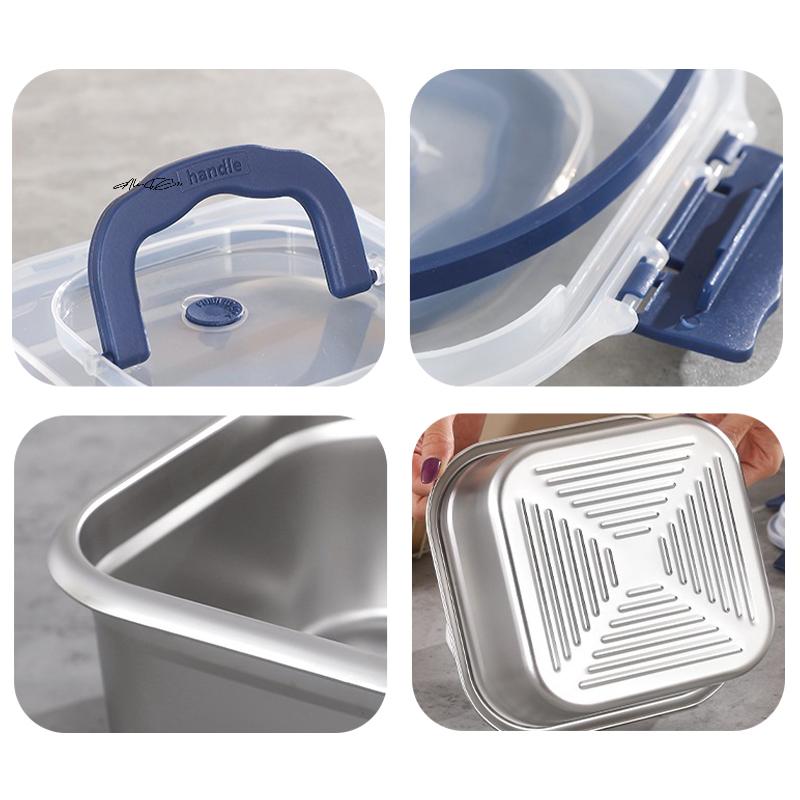 Large Capacity 316 Stainless Steel Lunch Box Sealed Anti-Drip Salad Fruit Food Container For Camping And Picnics