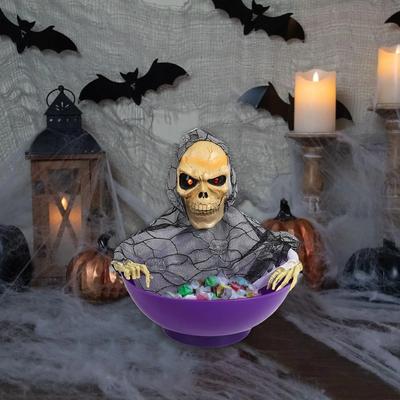 Halloweenská mísa na sladkosti Elektrický podnos na ovoce Strašidelné párty rekvizity Mísa ve tvaru kostry pro koledování Halloweenská párty dekorace