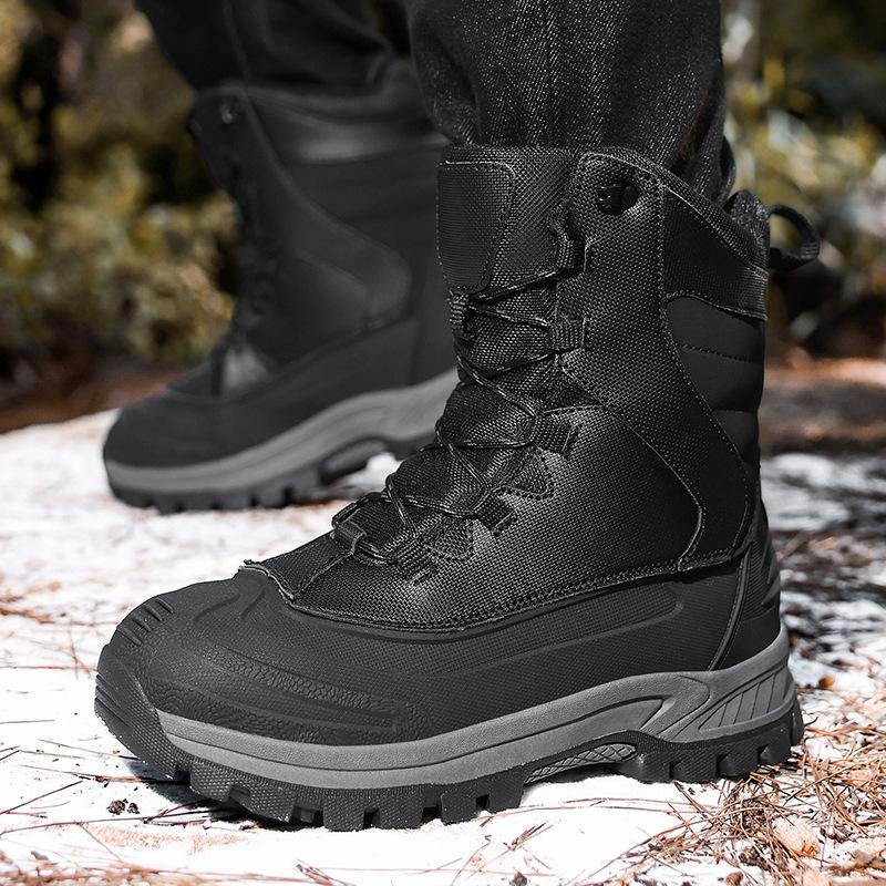 Herren Schneestiefel wasserdicht und rutschfest Baumwollschuhe Samt warm und kältefest Schuhe High-Top Winter Herrenschuhe